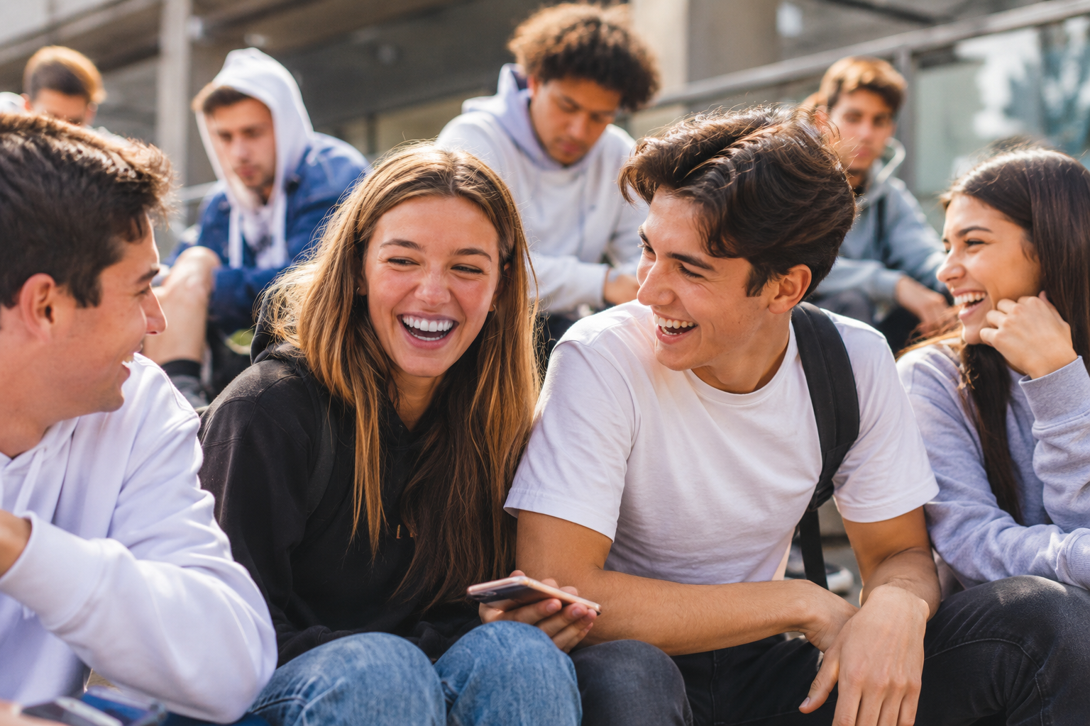Étudiants échangeant ensemble sur un campus