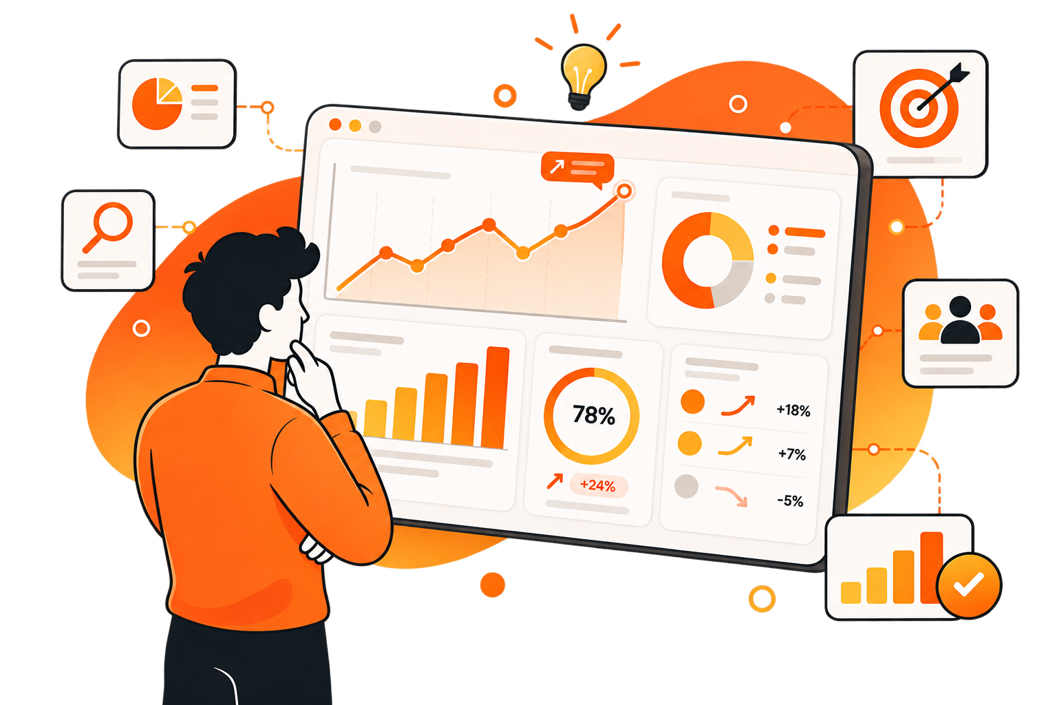 Illustration d'un dashboard transformant les signaux en actions