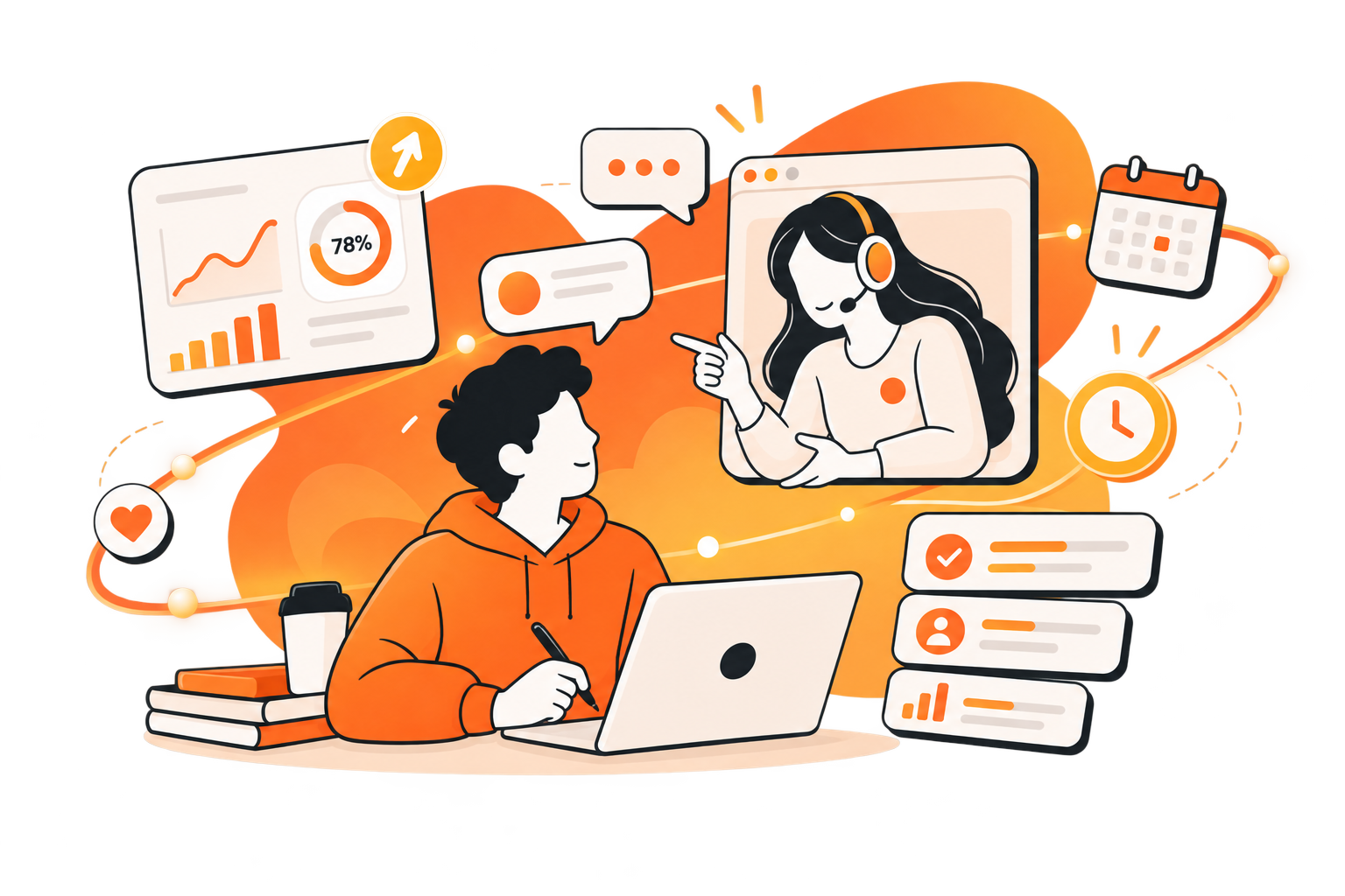 Illustration d'un suivi continu avec accompagnement et indicateurs