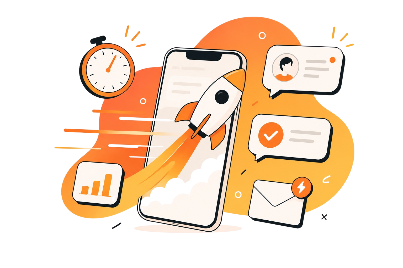 Illustration d'une expérience mobile rapide avec lancement instantané
